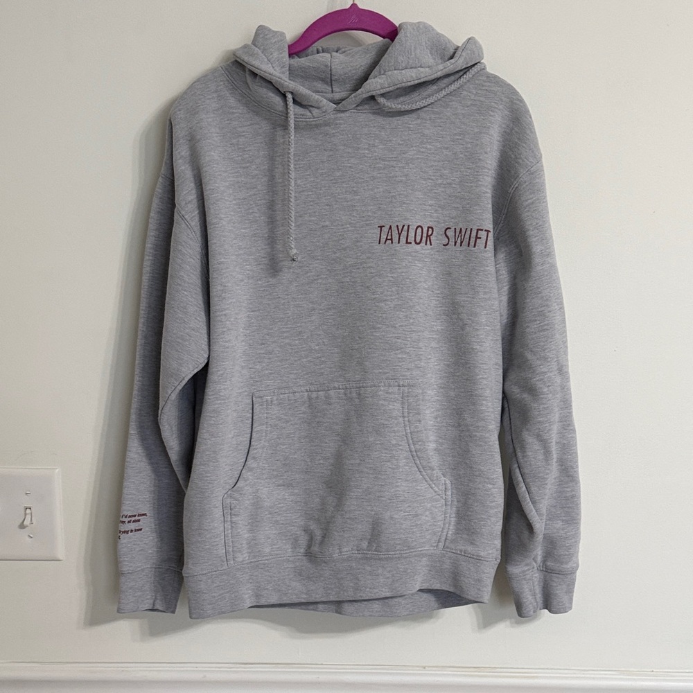 Taylor Swift Gray Hoodie with Maroon Text - Picture 1 of 6